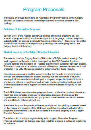 Board of Education Program Proposals