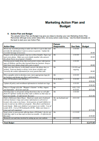 Budget Marketing Action Plan