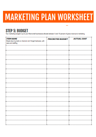 Budget Marketing Plan Worksheet