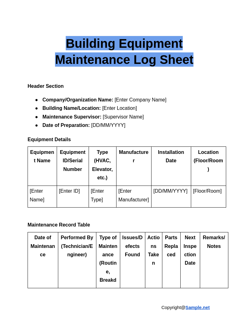 Building Equipment Maintenance Log Sheet Google Docs 12 12 2024 10 56 AM