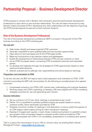 Business Development Partnership Proposal