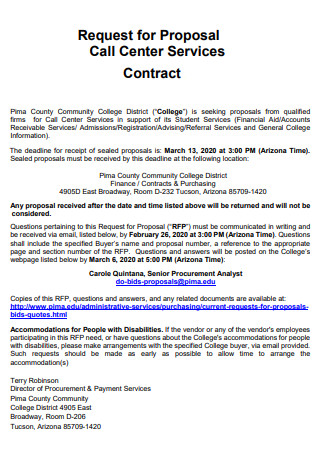 Call Center Service Contract Proposal