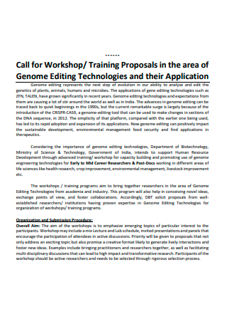 Call For Workshop Training Proposal
