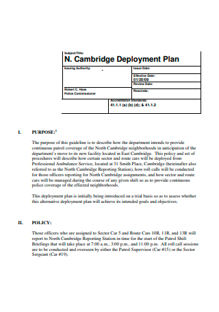 Cambridge Deployment Plan