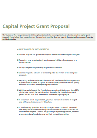 Capital Project Grant Proposal