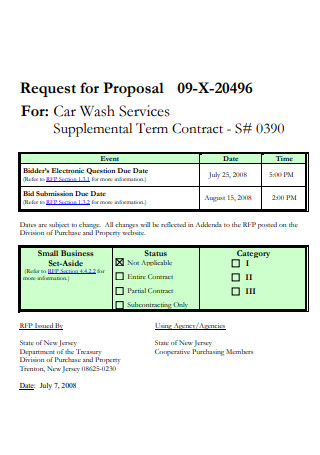 Car Wash Services Contract Proposal