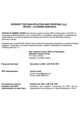 Catering Bid Qualification Proposal