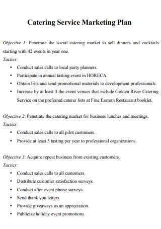 Catering Service Development Marketing Plan