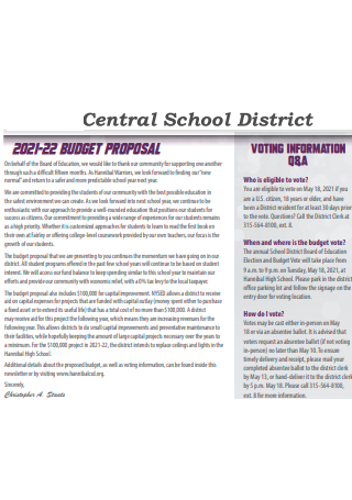 Central School District Budget Proposal