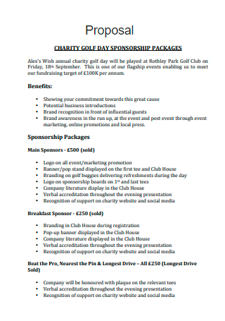 Charity Golf Day Sponsorship Packages Proposal