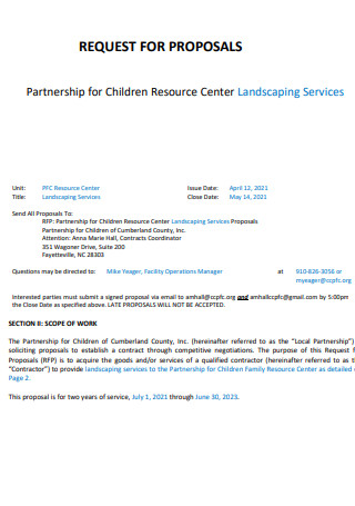 Children Resource Center Landscaping Services Request for Proposal