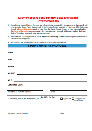 Church Event Project Proposal Form
