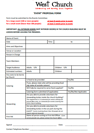 Church Event Proposal Form
