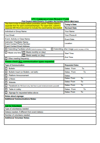 Church Event Proposal Request Form