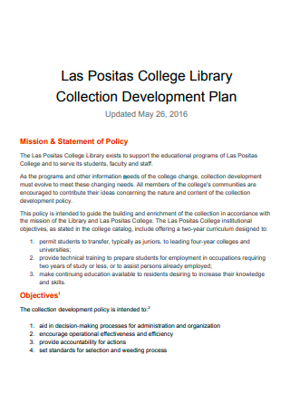 College Library Collection Development Plan