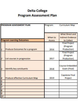 College Program Assessment Plan
