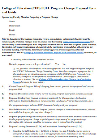 College of Education Program Proposal 