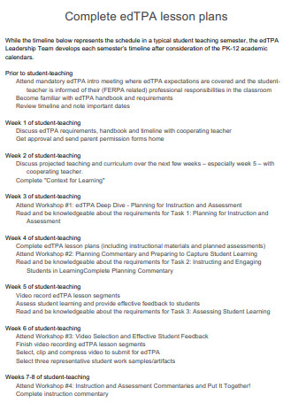 Complete edTPA Lesson Plan