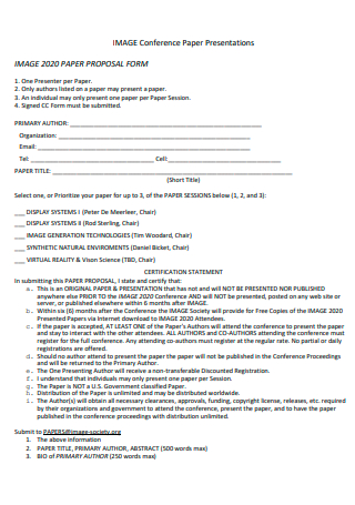 Conference Paper Presentation Proposal Form