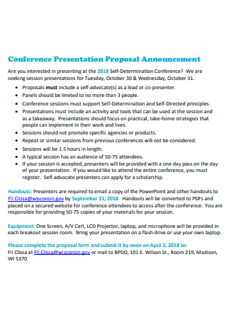 Conference Presentation Proposal Announcement