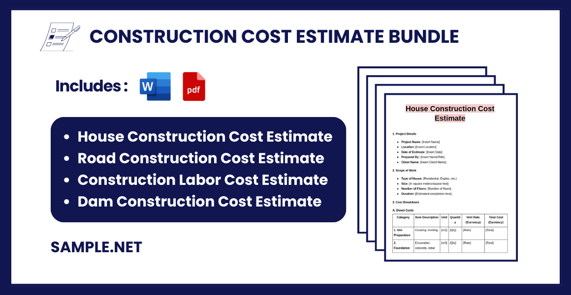 construction cost estimate bundle