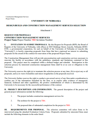 Construction Management Services Selection Proposal