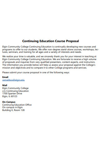 Continuing Education Program Proposal