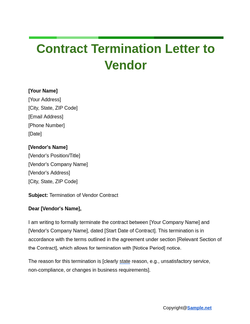 Sample Termination Letter Termination Letter Template Termination