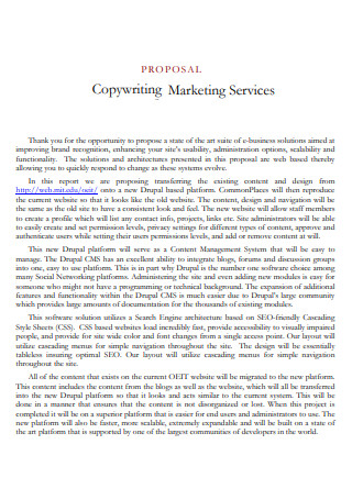 Copywriting Marketing Services Proposal