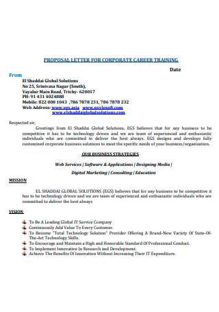 Corporate Career Training Proposal Letter