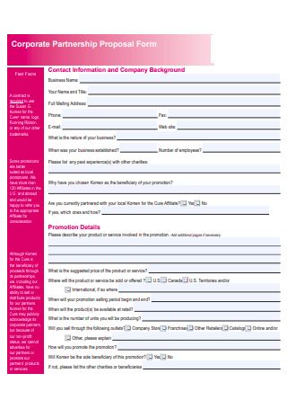 Corporate Partnership Proposal Form