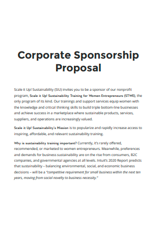 Corporate Sponsorship Proposal Template