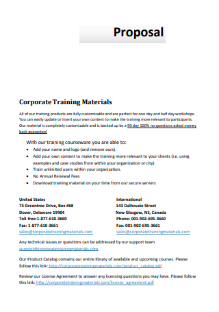 Corporate Training Materials Proposal