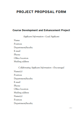 Course Development and Enhancement Project Proposal Form