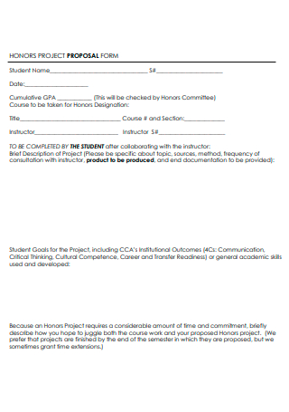 Course Honors Project Proposal Form