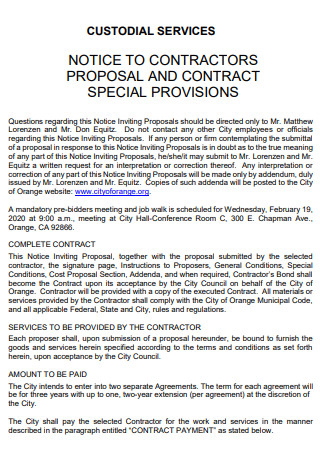 Custodial Service Contract Proposal