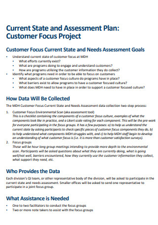 Customer Project Assessment Plan