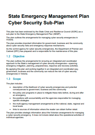 Cyber Security Emergency Management Sub Plan