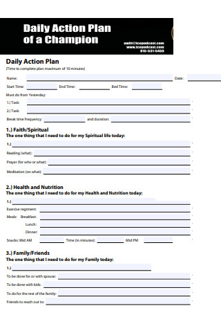 Daily Action Plan of Champion