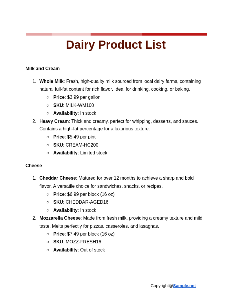 Dairy Product List Google Docs 11 20 2024 10 52 AM