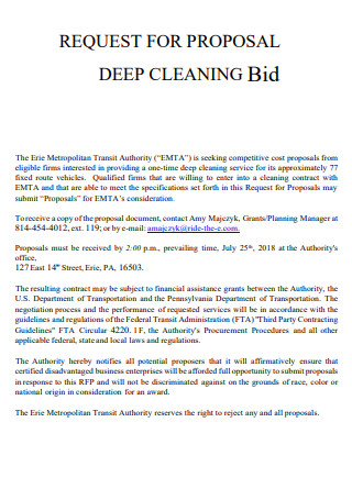 Deep Cleaning Bid Proposal