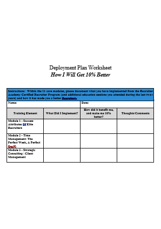 Deployment Plan Worksheet