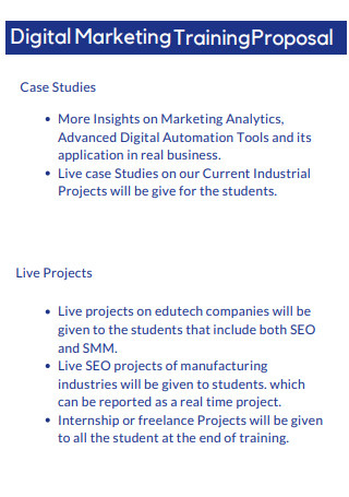 Digital Marketing Training Proposal