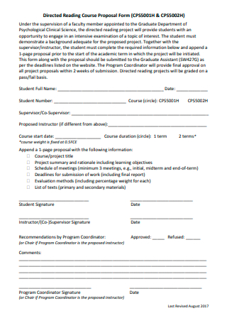 Directed Course Project Proposal Form