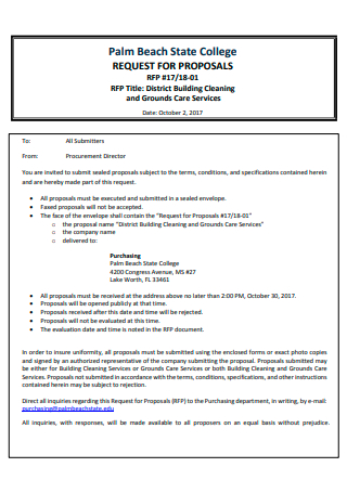 District Building Cleaning and Grounds Care Services Proposal