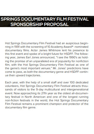 Documentary Film Sponsorship Proposal