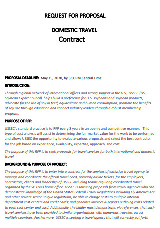 Domestic Travel Contract Proposal