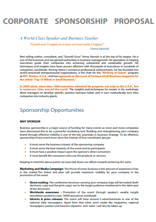 Draft Corporate Sponsorship Proposal