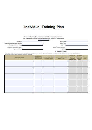 Draft Individual Training Plan