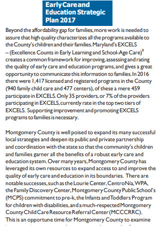 Early Care and Education Strategic Plan